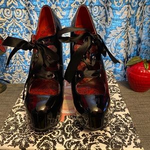 Bordello Platform Lace-up Pumps. Size 9
